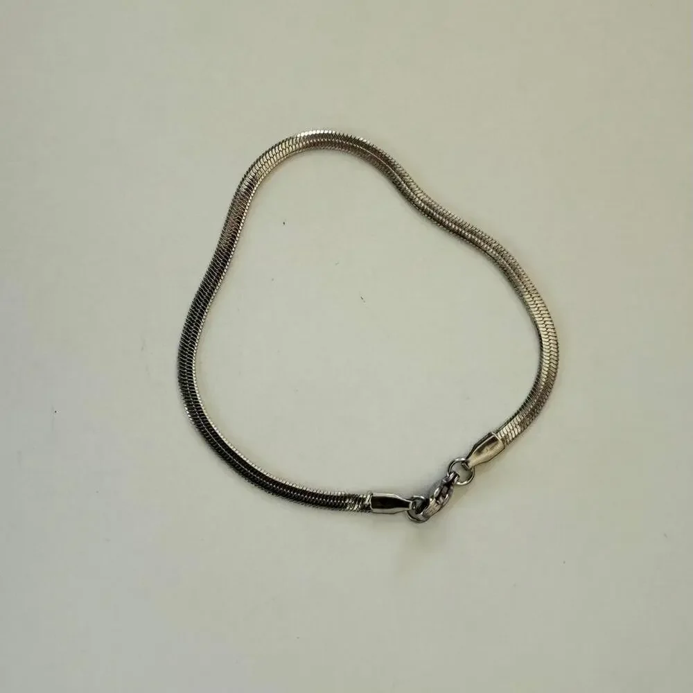 Y2K Silver Stainless Steel Snake Chain Bracelet 7